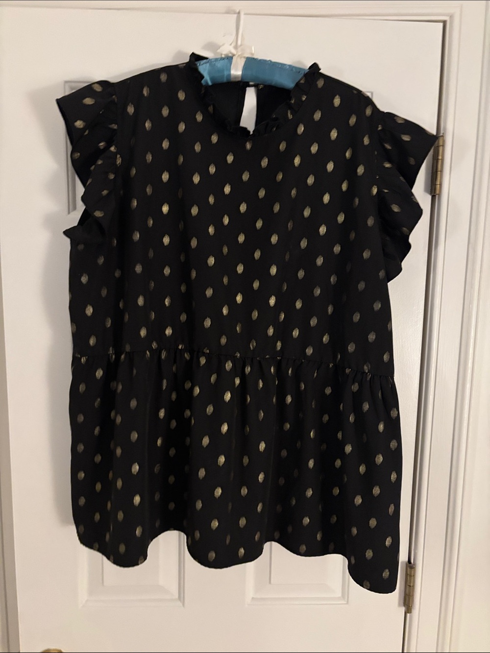 Black Top with Metallic Gold Leaf Print